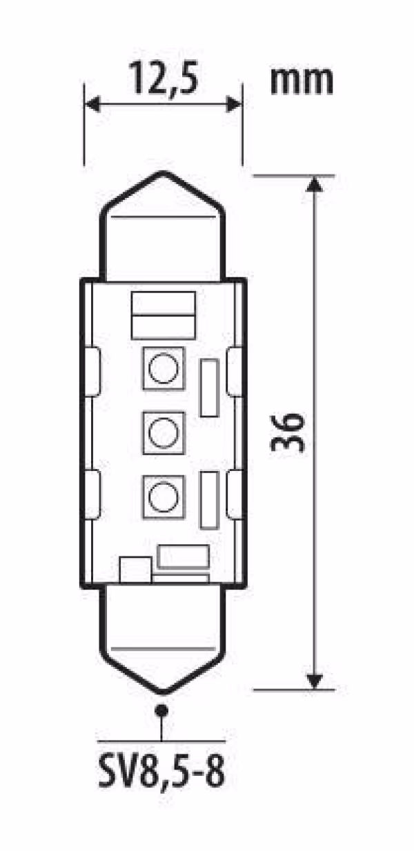 Pilot 12/24V Pro-User Series - 12,5x36 mm - SV8,5-8 - 1 pz  - Scatola - Bianco - Doppia polarità - Resistenza incorporata