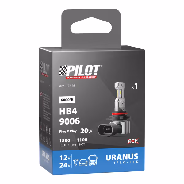 Pilot 12/24V Halo Led Uranus Series, kit conversione a Led - (HB4) - 20W - P22d - 1 pz  - Scatola