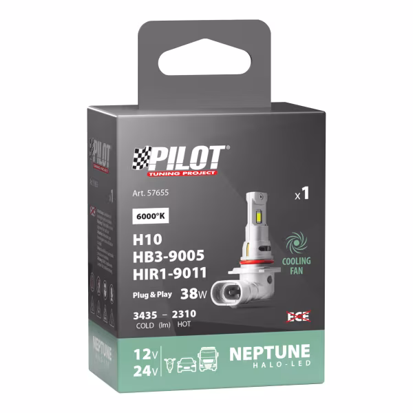 Pilot 12/24V Halo Led Neptune Series, kit conversione a Led - (H10-HB3-HIR1) - 38W - P20d - 1 pz  - Scatola