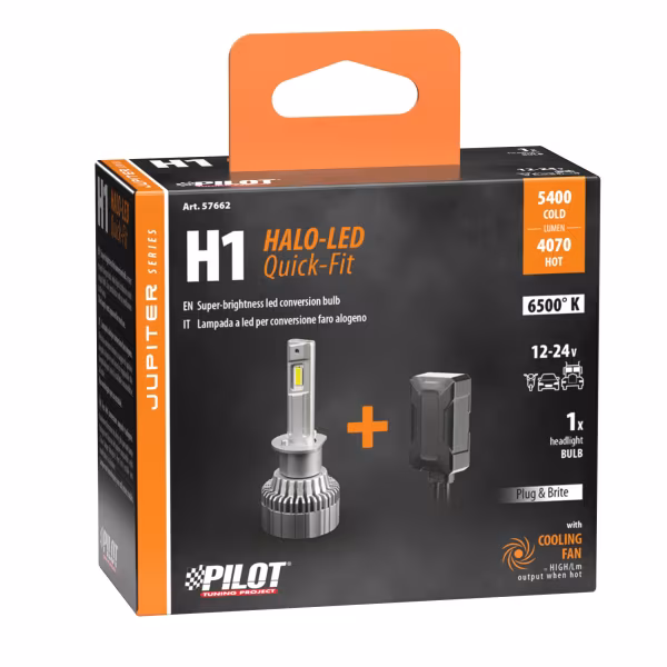 Pilot 12/24V Halo Led Jupiter Series Quick-Fit - (H1) - 55W - P14,5s - 1 pz  - Scatola