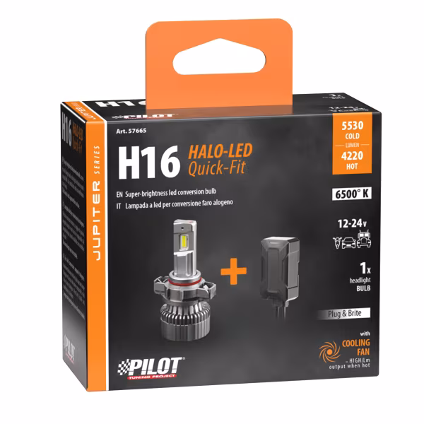 Pilot 12/24V Halo Led Jupiter Series Quick-Fit - (H16) - 55W - PGJ19-3 - 1 pz  - Scatola