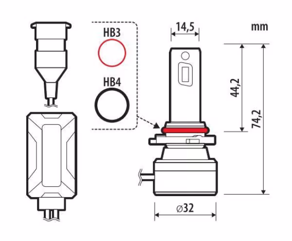 Pilot 12/24V Halo Led Jupiter Series Quick-Fit - (HB3-HB4) - 55W - P20d / P22d - 1 pz  - Scatola