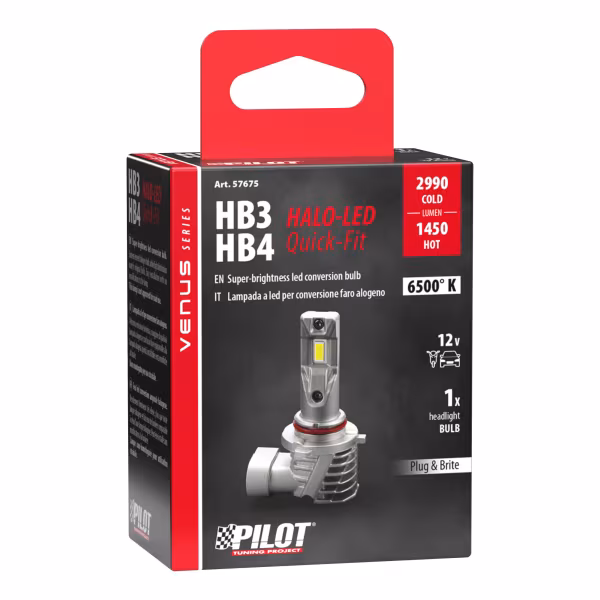 Pilot 12V Halo Led Venus Series Quick-Fit - (HB3-HB4) - 10W - P20d / P22d - 1 pz  - Scatola