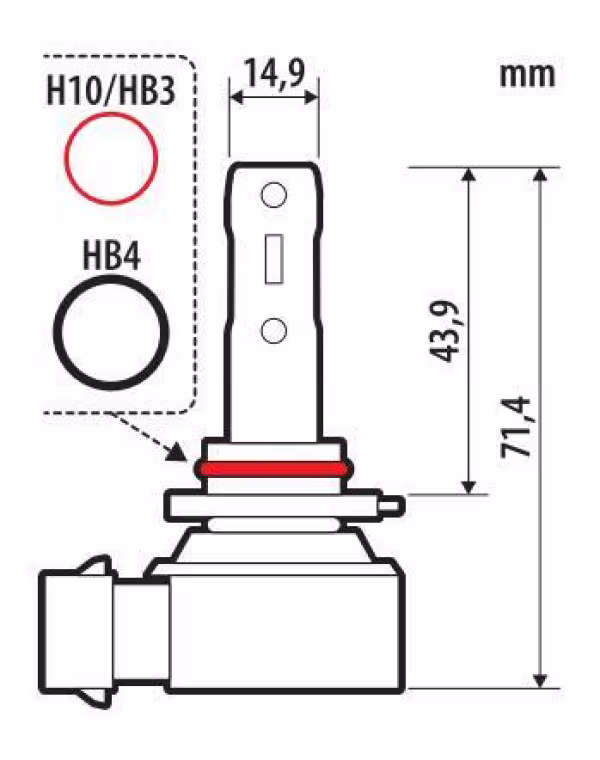 Pilot 12V Halo Led Hyper Series Quick-Fit - (H10-HB3-HB4) - 15W - PY20d / P20d / P22d - 1 pz  - Scatola