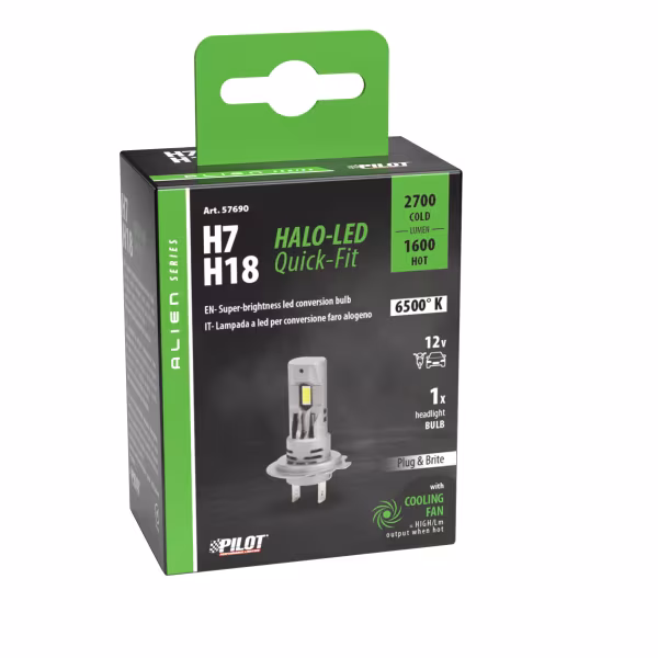 Pilot 12V Halo Led Alien Series Quick-Fit - (H7-H18) - 25W - PX26d / PY26d-1 - 1 pz  - Scatola