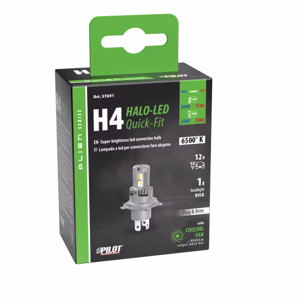 Pilot 12V Halo Led Alien Series Quick-Fit - (H4) - 25W - P43t - 1 pz  - Scatola