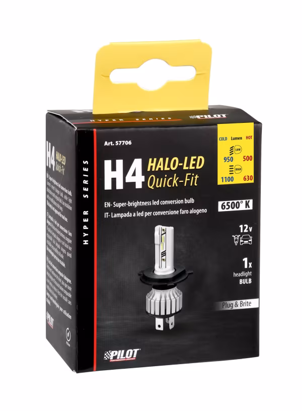 Pilot 12V Halo Led Hyper Series Quick-Fit - (H4) - 15W - P43t - 1 pz  - Scatola