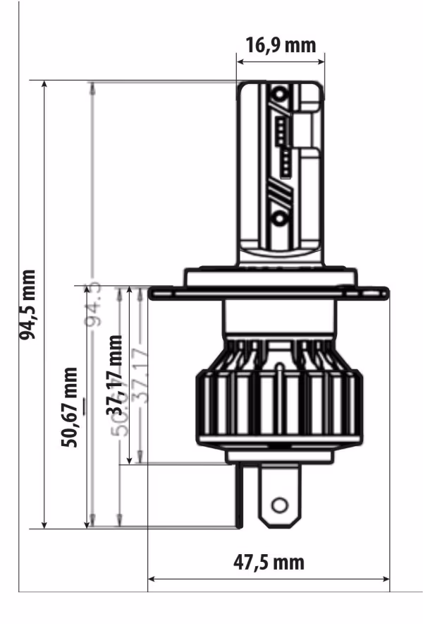 Pilot 12V Halo Led Hyper Series Quick-Fit - (H4) - 15W - P43t - 1 pz  - Scatola