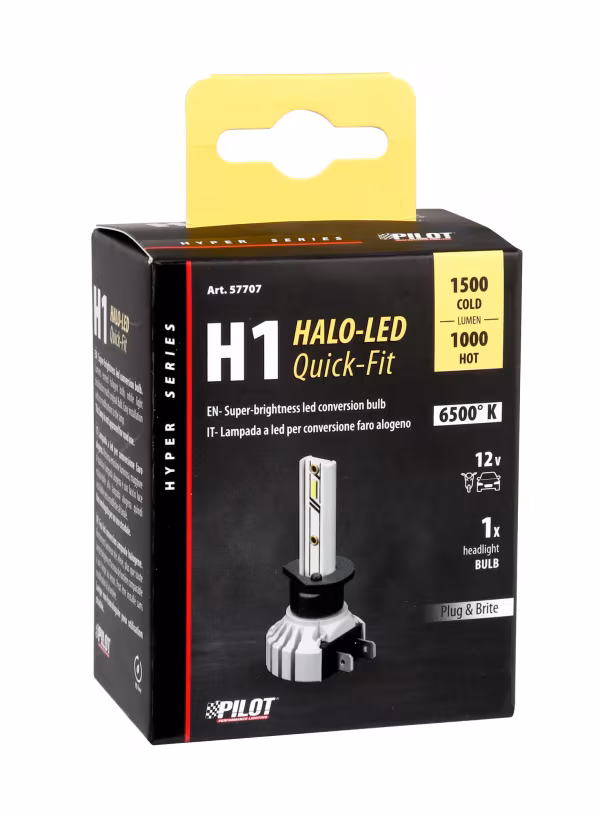 Pilot 12V Halo Led Hyper Series Quick-Fit - (H1) - 15W - P14,5s - 1 pz  - Scatola