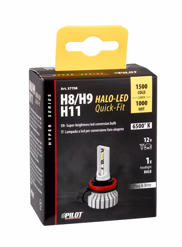 Pilot 12V Halo Led Hyper Series Quick-Fit - (H8-H9-H11) - 15W - PGJ19-X - 1 pz  - Scatola