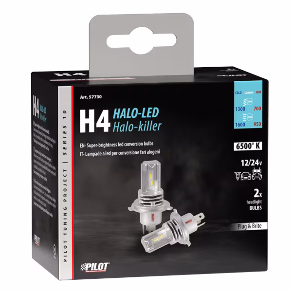 Pilot 12/24V Halo Led Serie 10 Halo Killer - (H4) - 20W - P43t - 2 pz  - Scatola