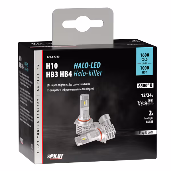 Pilot 12/24V Halo Led Serie 10 Halo Killer - (H10-HB3) - 20W - P20d - 2 pz  - Scatola