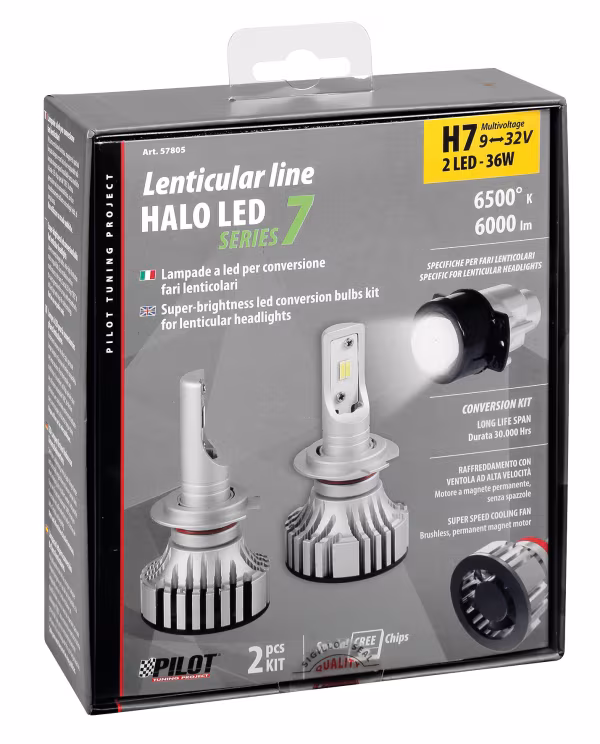 Pilot 12/24V Halo Led Serie 7 Compact - (H7 Lenticular) - 36W - PX26d - 2 pz  - Scatola
