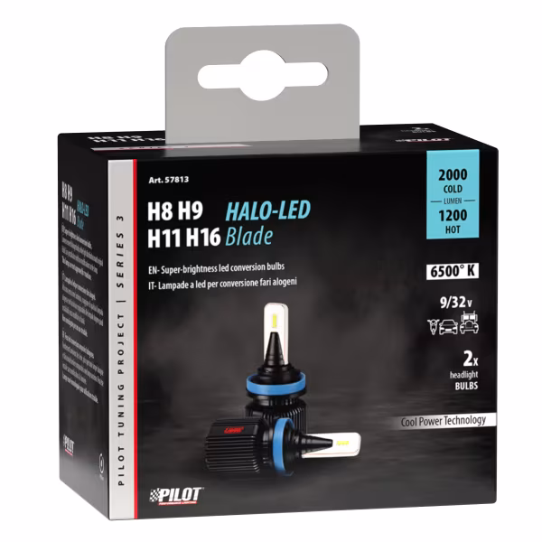 Pilot 12/24V Halo Led Serie 3 Blade - (H8-H9-H11-H16) - 20W - PGJ19-X - 2 pz  - Scatola