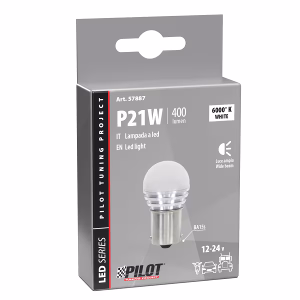 Pilot 12/24V Led Series - 1 SMD x 9 chips - (P21W) - BA15s - 1 pz  - Scatola - Bianco