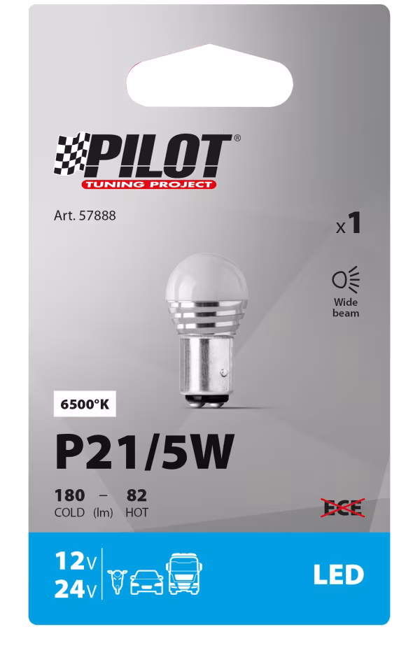 Pilot 12/24V Mega-Led 9 - 1 SMD x 9 chips - (P21/5W) - BAY15d - 1 pz  - Scatola - Bianco