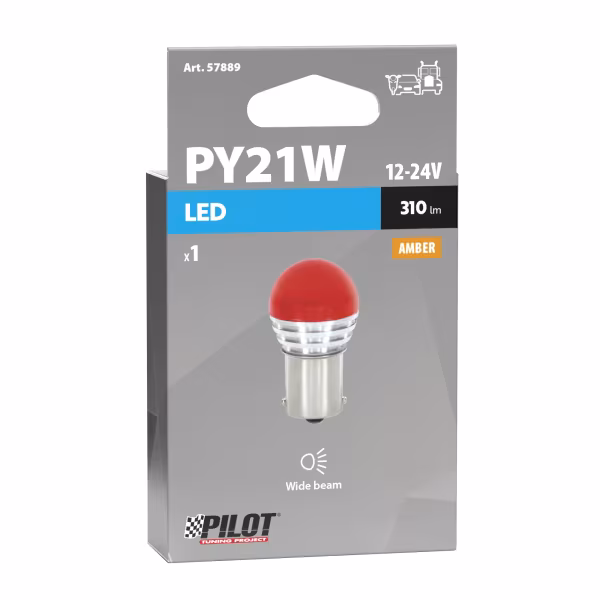 Pilot 12/24V Mega-Led 9 - 1 SMD x 9 chips - (PY21W) - BAU15s - 1 pz  - Scatola - Arancio