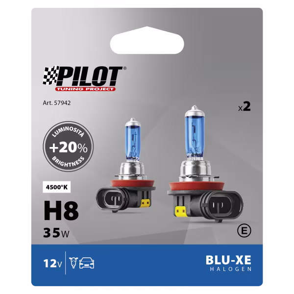 Pilot 12V Lampada alogena Blu-Xe - H8 - 35W - PGJ19-1 - 2 pz  - Scatola