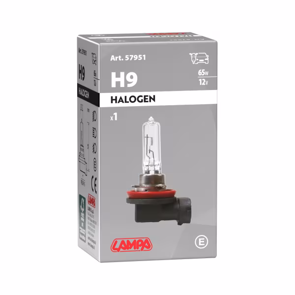 Lampa 12V Lampada alogena - H9 - 65W - PGJ19-5 - 1 pz  - Scatola