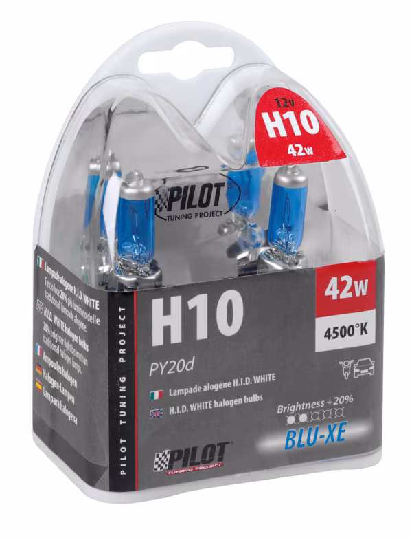 Pilot 12V Lampada alogena Blu-Xe - H10 - 42W - PY20d - 2 pz  - Scatola Plast.