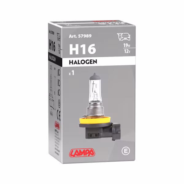 Lampa 12V Lampada alogena - H16 - 19W - PGJ19-3 - 1 pz  - Scatola