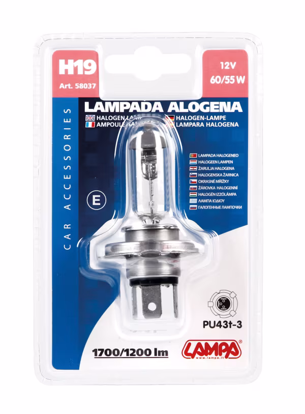Lampa 12V Lampada alogena - H19 - 60/55W - PU43t-3 - 1 pz  - D/Blister