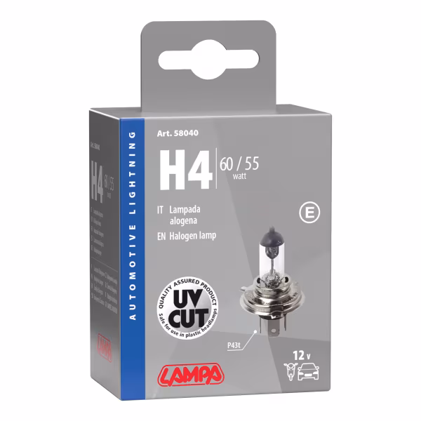 Lampa 12V Lampada alogena - H4 - 60/55W - P43t - 1 pz  - Scatola