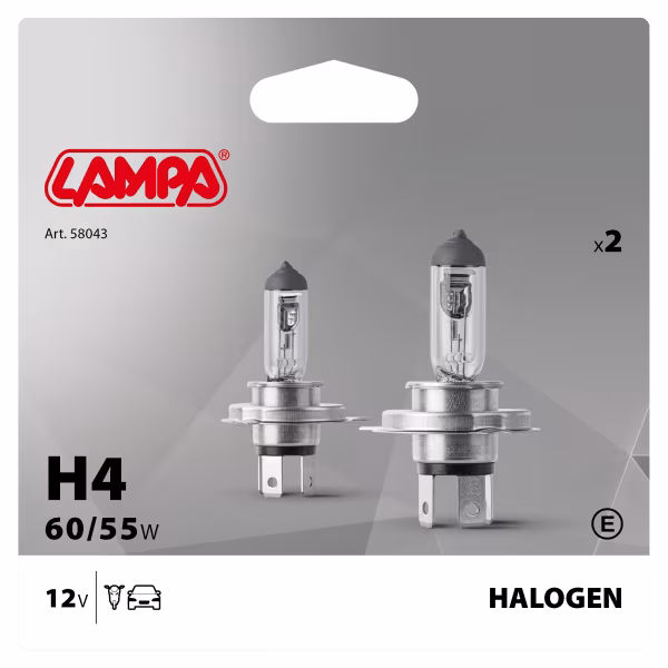 Lampa 12V Lampada alogena - H4 - 60/55W - P43t - 2 pz  - Scatola