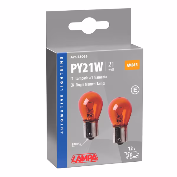 Lampa 12V Lampada 1 filamento - PY21W - 21W - BAU15s - 2 pz  - Scatola - Arancio