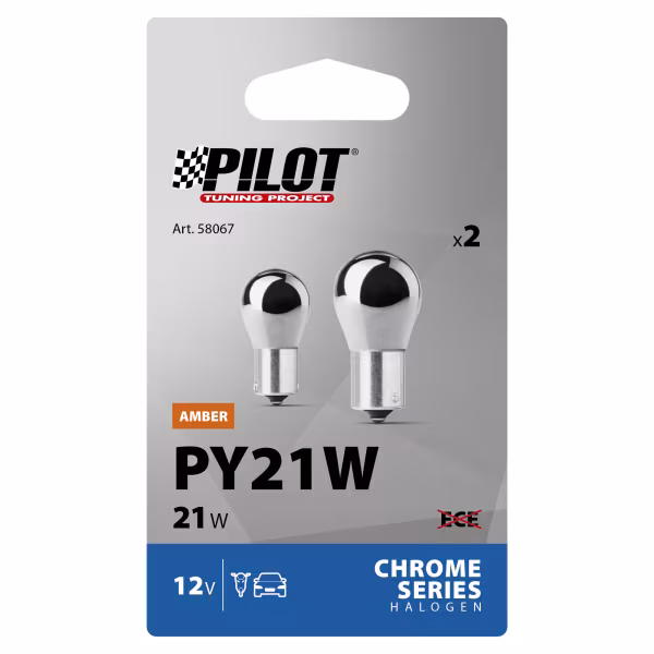 Pilot 12V Lampada 1 filamento - (PY21W) - 21W - BAU15s - 2 pz  - Scatola - Cromo/Arancio