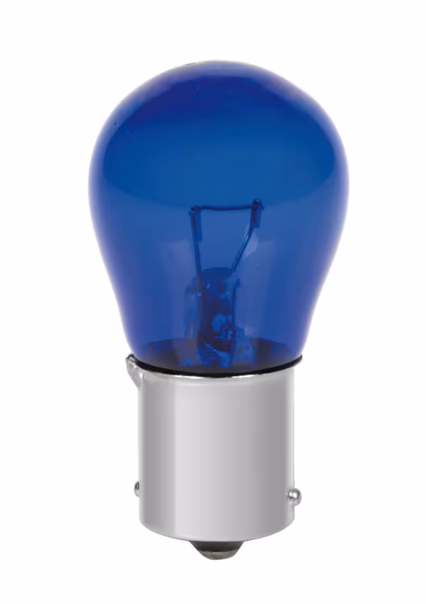 Pilot 12V Blue Dyed Glass, Lampada 1 filamento - (P21W) - 21W - BA15s - 2 pz  - Scatola - Blu