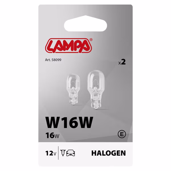 Lampa 12V Lampada con zoccolo vetro - W16W - 16W - W2,1x9,5d - 2 pz  - Scatola
