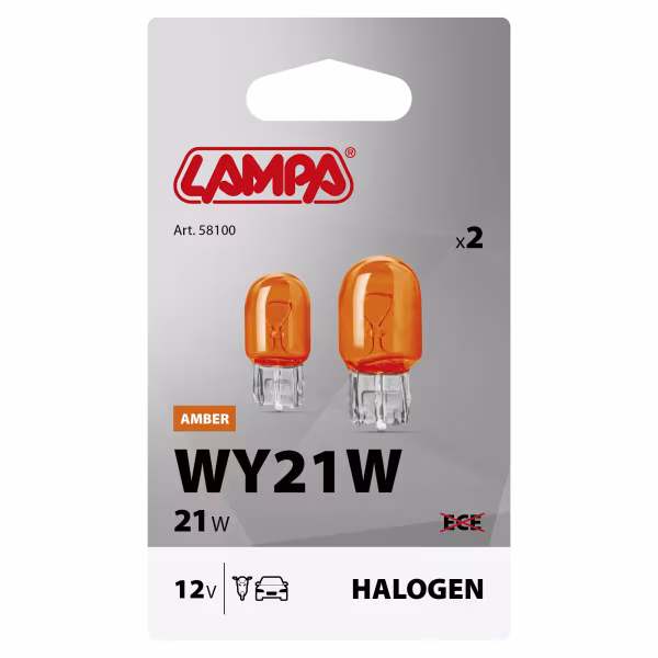 Lampa 12V Lampada con zoccolo vetro - WY21W - 21W - W3x16d - 2 pz  - Scatola - Arancio