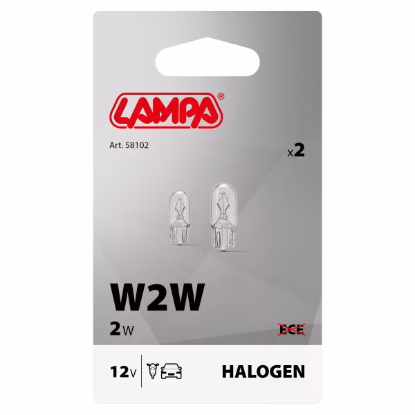 Lampa 12V Lampada con zoccolo vetro - W2W - 2W - W2,1x9,5d - 2 pz  - Scatola