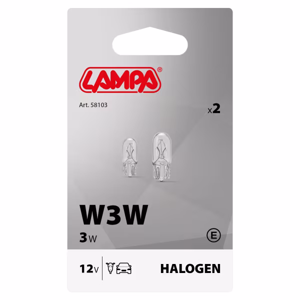Lampa 12V Lampada con zoccolo vetro - W3W - 3W - W2,1x9,5d - 2 pz  - Scatola