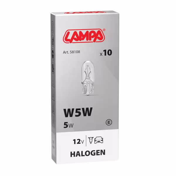 Lampa 12V Lampada con zoccolo vetro - W5W - 5W - W2,1x9,5d - 10 pz  - Scatola