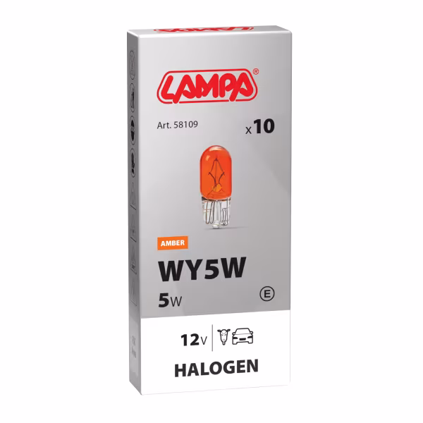 Lampa 12V Lampada con zoccolo vetro - WY5W - 5W - W2,1x9,5d - 10 pz  - Scatola - Arancio
