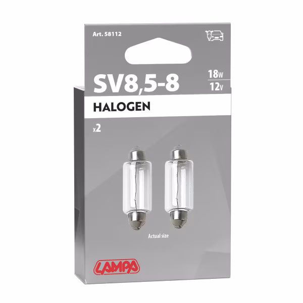 Lampa 12V Lampada siluro - 15x41 mm - 18W - SV8,5-8 - 2 pz  - Scatola