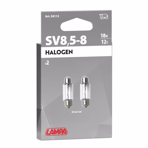 Lampa 12V Lampada siluro - 11x31 mm - 10W - SV8,5-8 - 2 pz  - Scatola