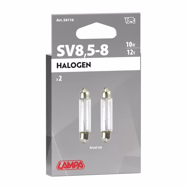 Lampa 12V Lampada siluro - 11x44 mm - 10W - SV8,5-8 - 2 pz  - Scatola