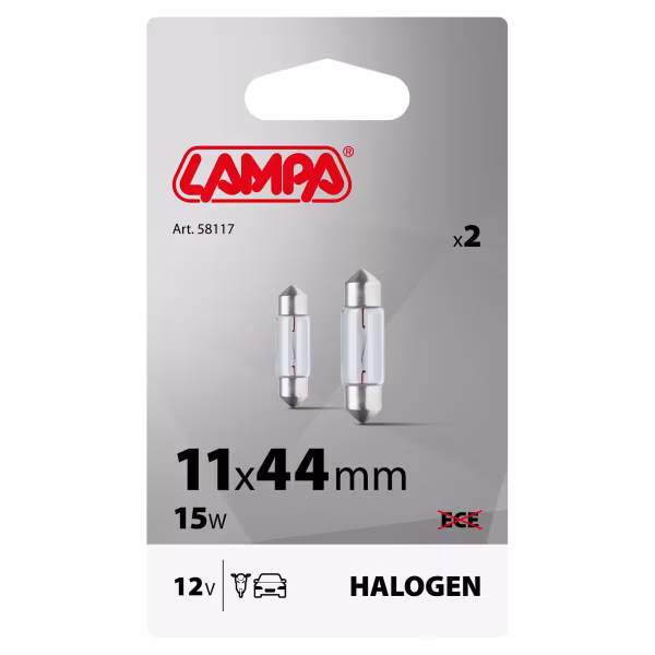 Lampa 12V Lampada siluro - 11x44 mm - 15W - SV8,5-8 - 2 pz  - Scatola