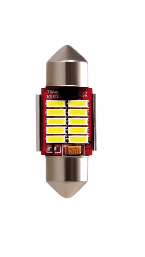 Pilot 12/24V Led Series - 10 SMD x 1 chip - 12x31 mm - SV8,5-8 - 1 pz  - Scatola - Bianco - Doppia polarità - Resistenza incorporata