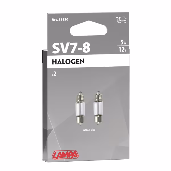 Lampa 12V Lampada siluro - 8x28 mm - 5W - SV7-8 - 2 pz  - Scatola