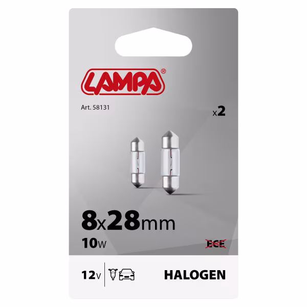 Lampa 12V Lampada siluro - 8x28 mm - 10W - SV7-8 - 2 pz  - Scatola