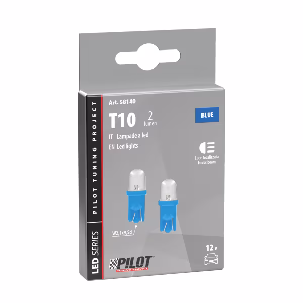 Pilot 12V Colour-Led, lampada 1 Led - (T10) - W2,1x9,5d - 2 pz