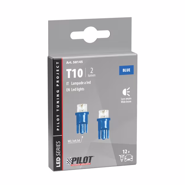 Pilot 12V Colour-Led Wide, lampada 1 Led - (T10) - W2,1x9,5d - 2 pz  - Scatola