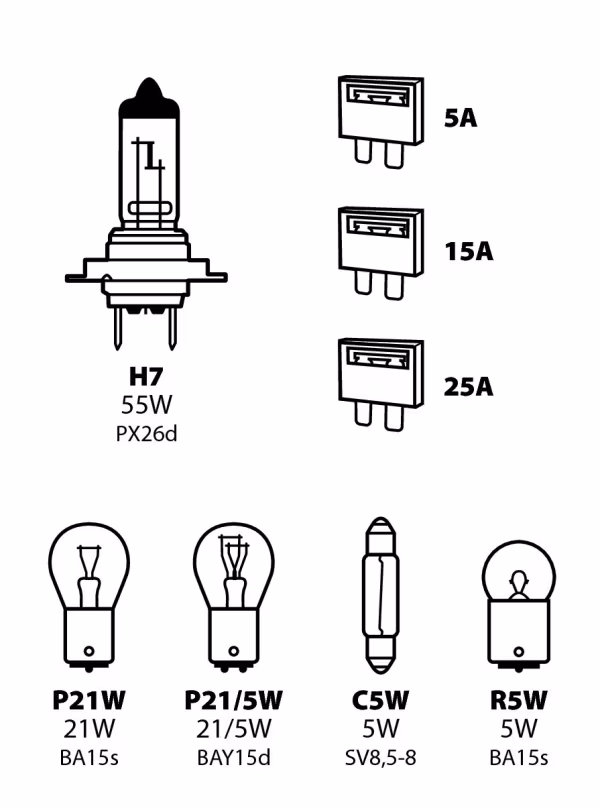 Lampa Kit lampade di ricambio 8 pz, alogena H7 - 12V