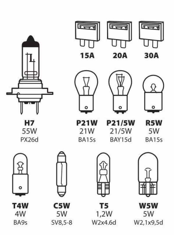 Lampa Kit lampade di ricambio 11 pz, alogena H7 - 12V