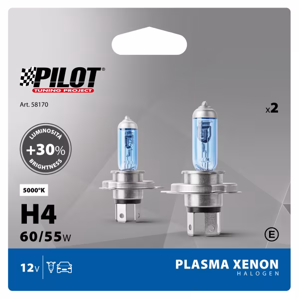 Pilot 12V Lampada alogena Xenon - H4 - 60/55W - P43t - 2 pz  - Scatola