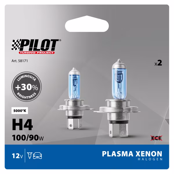Pilot 12V Lampada alogena Xenon - (H4) - 100/90W - P43t - 2 pz  - Scatola